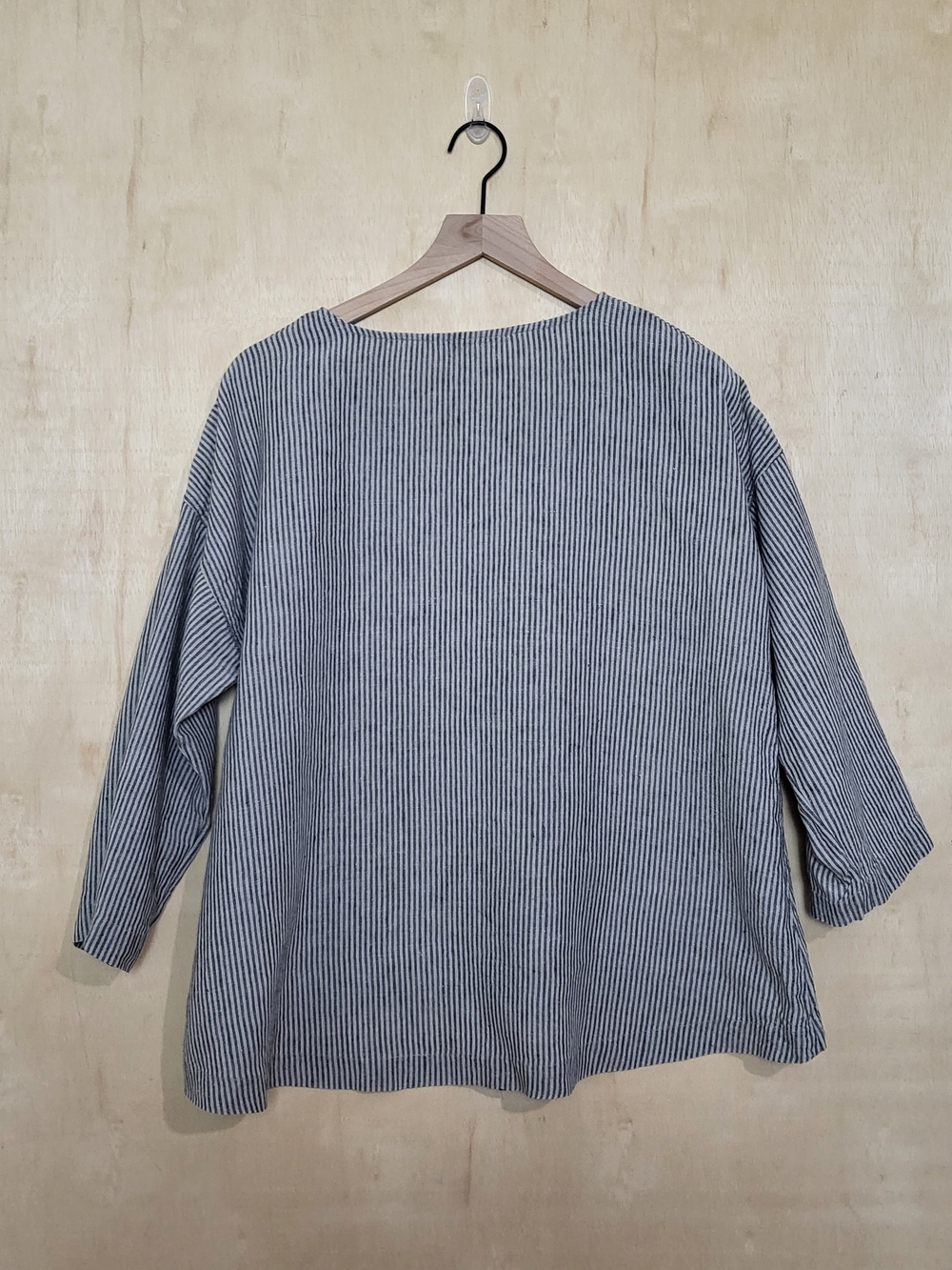 Size:M Linenfox Women's Linen Top Harper Blouse Stripes Lagenlook - Picture 7 of 7